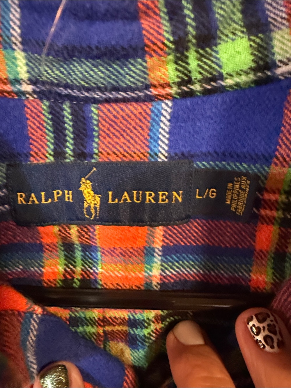 Polo by Ralph Lauren Blue Orange Green Plaid Button-Down Flannel feel Shirt - Picture 2 of 8